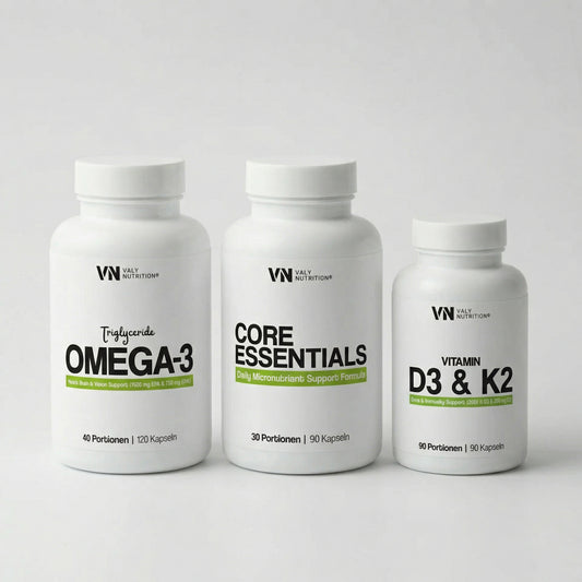Produktbild vom Daily basics bundle aus omega 3, core essentials und d3/k2